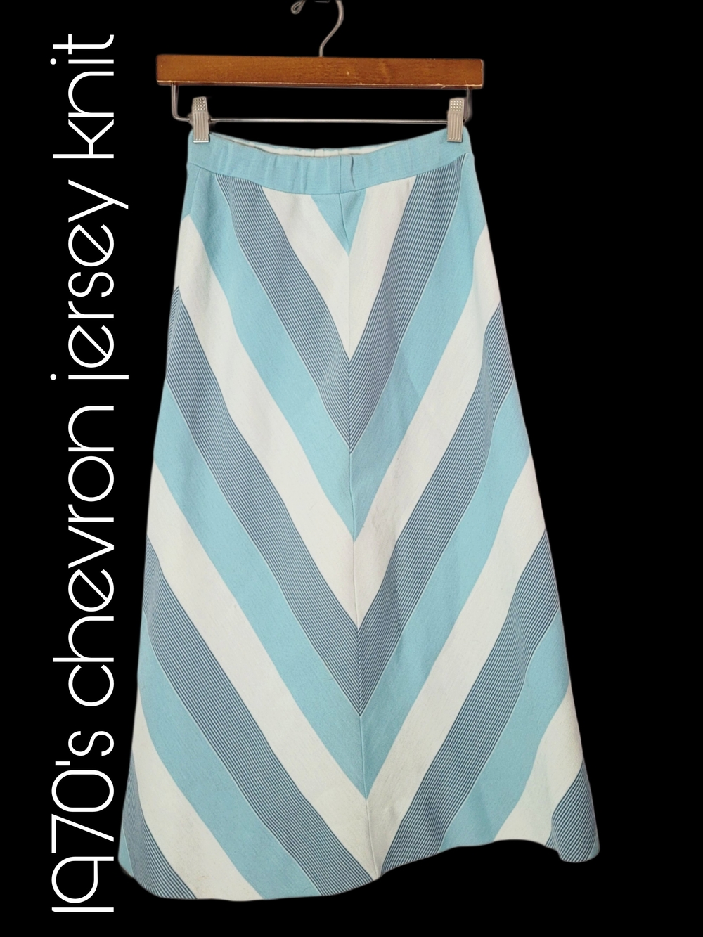 Vintage 1960/70s Chevron Striped Midi Skirt Jersey Knit